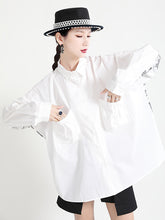 Women Simple Long-Sleeved Stitching Printed Shirt